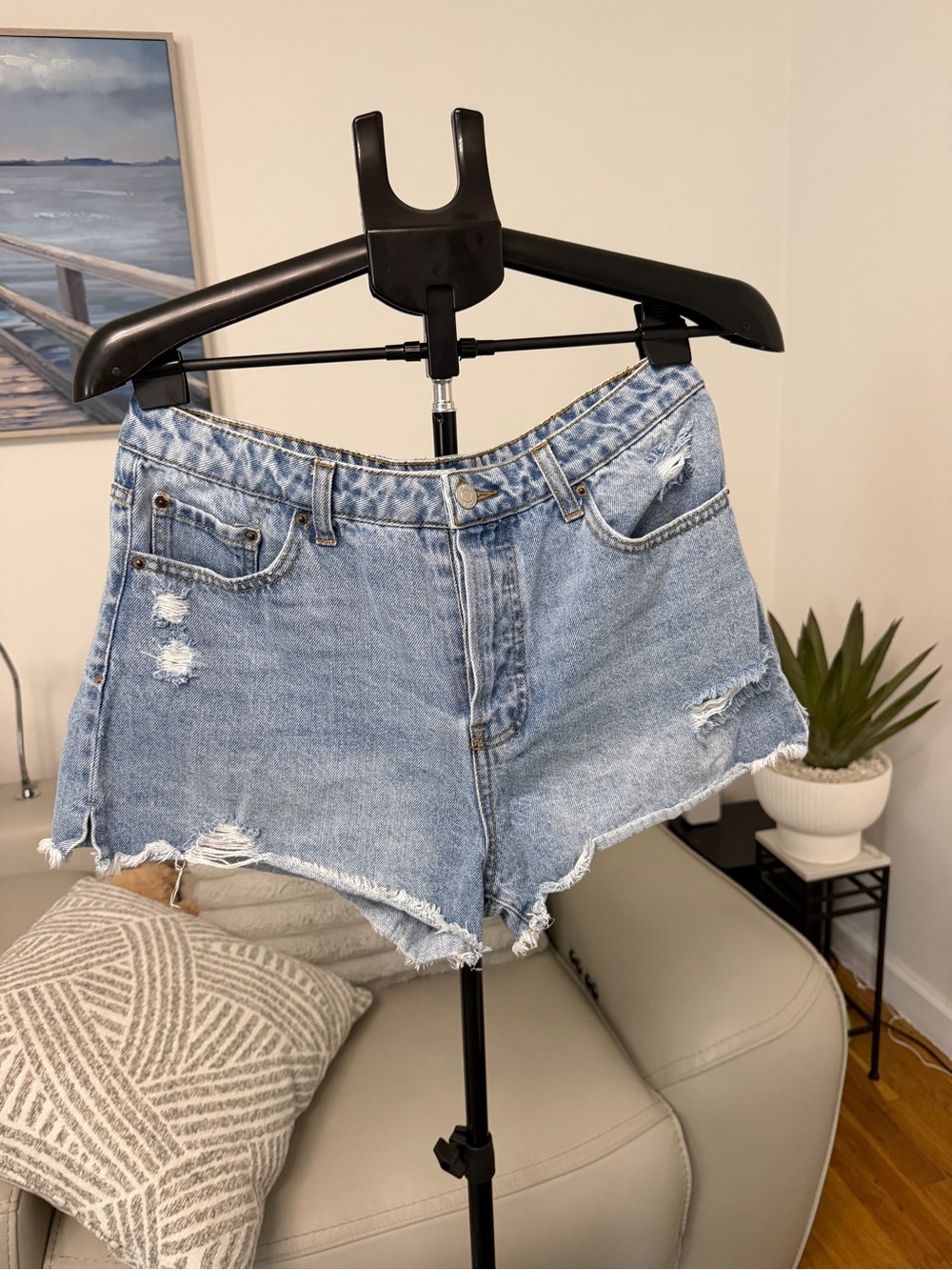 High-Rise Light Blue Denim Women’s Shorts